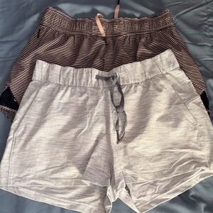 lululemon athletica Black and Gray Striped Athletic Shorts